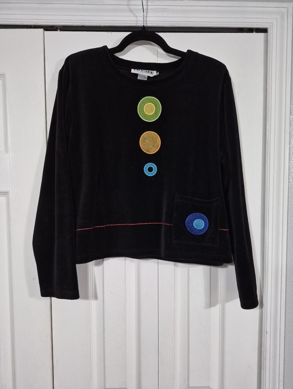 Whimsigoth Eclectic Black Velour Artsy Top